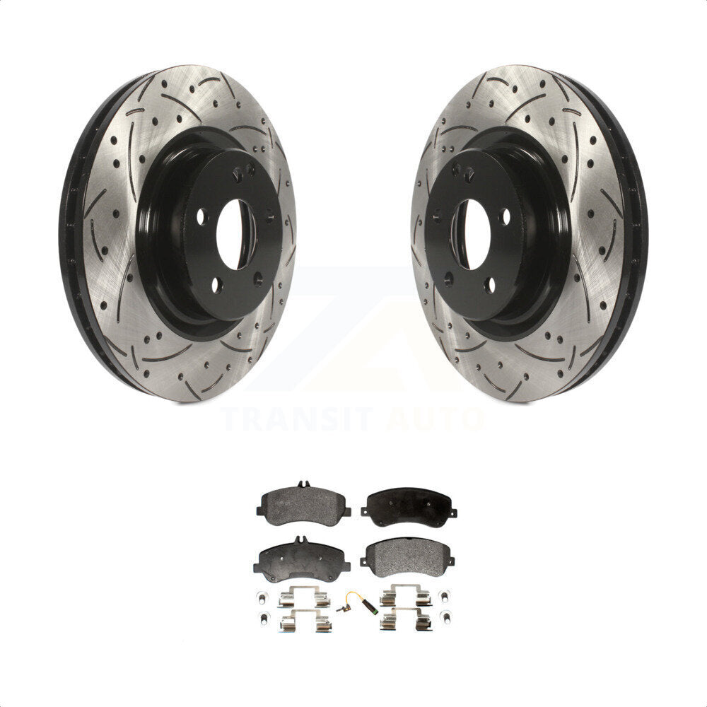 Front Coated Drilled Slotted Disc Brake Rotors And Semi-Metallic Pads Kit For Mercedes-Benz GLK350 GLK250 KDF-100103 by Transit Auto