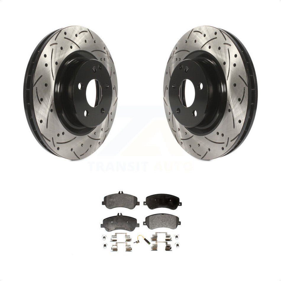 Front Coated Drilled Slotted Disc Brake Rotors And Semi-Metallic Pads Kit For Mercedes-Benz GLK350 GLK250 KDF-100103 by Transit Auto