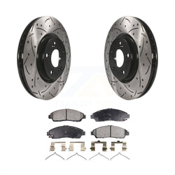Front Coated Drilled Slotted Disc Brake Rotors And Semi-Metallic Pads Kit For Honda Pilot Acura MDX RLX ZDX KDF-100108