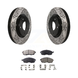 Front Coated Drilled Slotted Disc Brake Rotors And Semi-Metallic Pads Kit For 2007-2012 Nissan Sentra SE-R KDF-100119