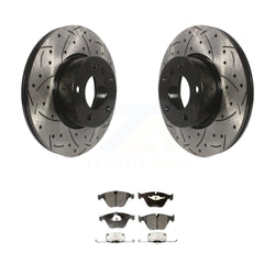 Front Coated Drilled Slotted Disc Brake Rotors And Semi-Metallic Pads Kit For BMW 328i xDrive X1 328xi 323i KDF-100124