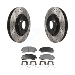 Front Coated Drilled Slotted Disc Brake Rotors And Semi-Metallic Pads Kit For 2009-2014 Acura TL KDF-100131