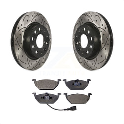 Front Coated Drilled Slotted Disc Brake Rotors And Semi-Metallic Pads Kit For 2011-2015 Volkswagen Jetta With 280mm Diameter Rotor KDF-100146