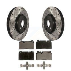 Front Coated Drilled Slotted Disc Brake Rotors And Semi-Metallic Pads Kit For Audi Q5 KDF-100148