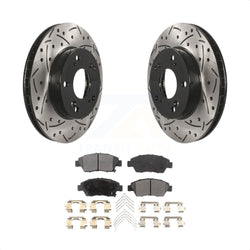 Front Coated Drilled Slotted Disc Brake Rotors And Semi-Metallic Pads Kit For Honda Civic Acura ILX KDF-100153