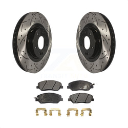 Front Coated Drilled Slotted Disc Brake Rotors And Semi-Metallic Pads Kit For 2013-2016 Hyundai Santa Fe XL 3.3L KDF-100154
