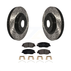Front Coated Drilled Slotted Disc Brake Rotors And Semi-Metallic Pads Kit For Hyundai Santa Fe XL KDF-100157