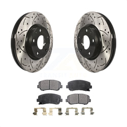 Front Coated Drilled Slotted Disc Brake Rotors And Semi-Metallic Pads Kit For 2013-2015 Mazda CX-5 KDF-100158