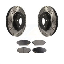 Front Coated Drilled Slotted Disc Brake Rotors And Semi-Metallic Pads Kit For Mazda 3 CX-3 Sport KDF-100170