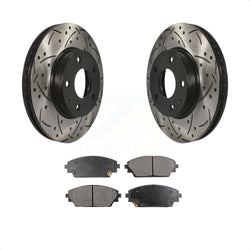 Front Coated Drilled Slotted Disc Brake Rotors And Semi-Metallic Pads Kit For 2016-2021 Mazda CX-3 FWD KDF-100173