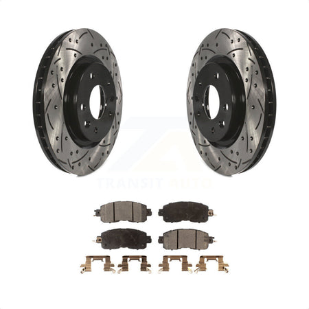 Front Coated Drilled Slotted Disc Brake Rotors And Semi-Metallic Pads Kit For Nissan LEAF KDF-100176 by Transit Auto