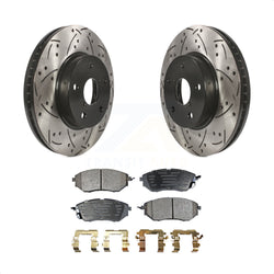 Front Coated Drilled Slotted Disc Brake Rotors And Semi-Metallic Pads Kit For 2015 Subaru Legacy 2.5L KDF-100180