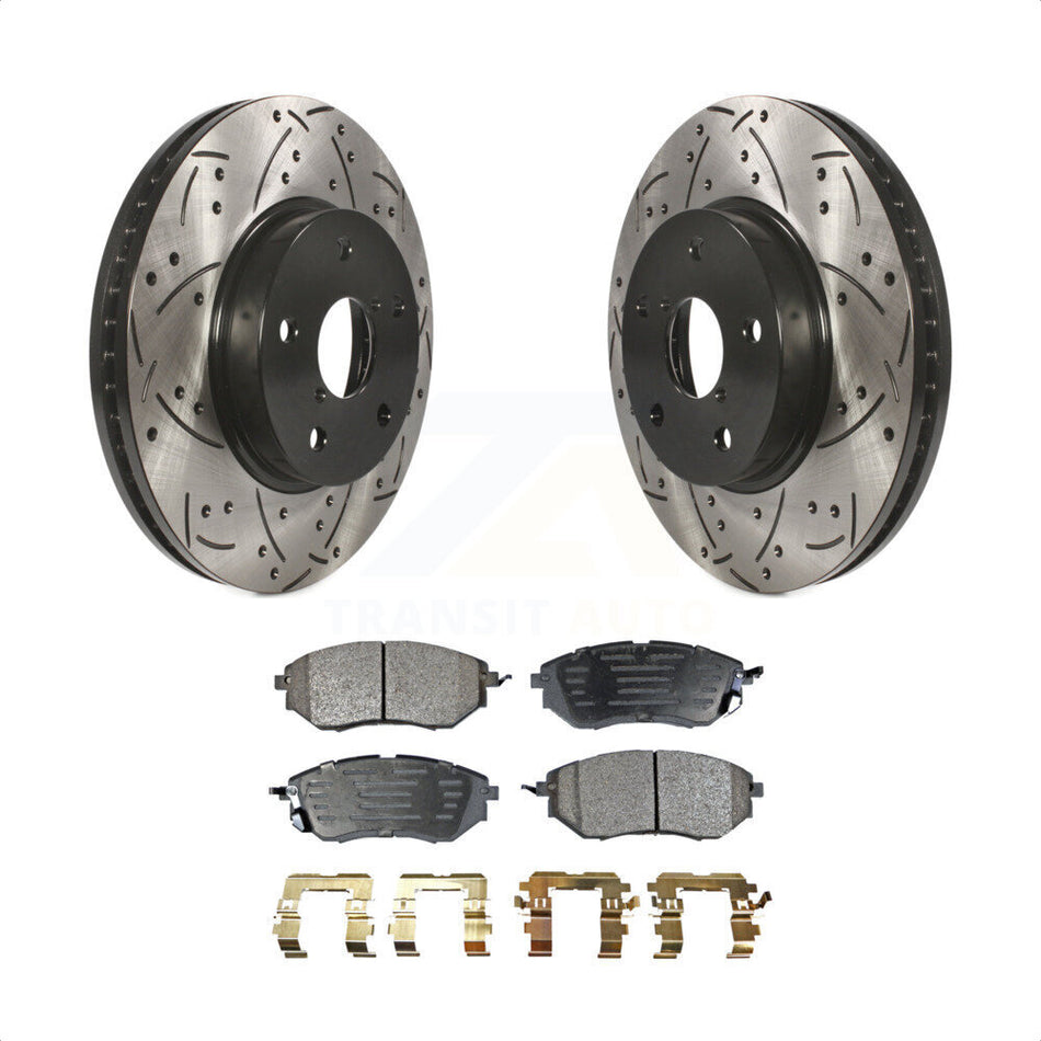 Front Coated Drilled Slotted Disc Brake Rotors And Semi-Metallic Pads Kit For 2015 Subaru Legacy 2.5L KDF-100180 by Transit Auto