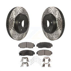 Front Coated Drilled Slotted Disc Brake Rotors And Semi-Metallic Pads Kit For 2016-2019 Subaru Legacy 2.5L KDF-100181