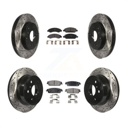 Front Rear Coated Drilled Slotted Disc Brake Rotor & Semi-Metallic Pad Kit For Chevrolet Silverado 1500 GMC Sierra Tahoe Suburban Yukon Cadillac XL Avalanche Escalade ESV EXT KDF-100192