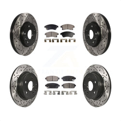 Front Rear Coated Drilled Slotted Disc Brake Rotors And Semi-Metallic Pads Kit For Chevrolet Cruze Sonic Limited KDF-100198