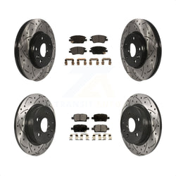 Front Rear Coated Drilled Slotted Disc Brake Rotors And Semi-Metallic Pads Kit For 2016 Chevrolet Cruze With 268mm Diameter Rotor KDF-100200