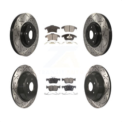 Front Rear Coated Drilled Slotted Disc Brake Rotors And Semi-Metallic Pads Kit For Ford Fusion Lincoln MKZ KDF-100235