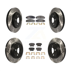 Front Rear Coated Drilled Slotted Disc Brake Rotors And Semi-Metallic Pads Kit For Dodge Charger Chrysler 300 Challenger Magnum KDF-100249
