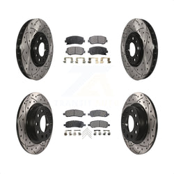 Front Rear Coated Drilled Slotted Disc Brake Rotors And Semi-Metallic Pads Kit For 2013-2016 Dodge Dart KDF-100264