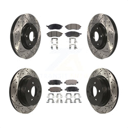 Front Rear Coated Drilled Slotted Disc Brake Rotors And Semi-Metallic Pads Kit For INFINITI G37 G35 M35 Nissan 350Z EX35 370Z G25 M45 Q40 QX50 EX37 KDF-100277