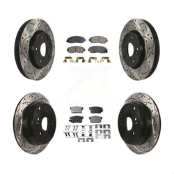 Front Rear Coated Drilled Slotted Disc Brake Rotors And Semi-Metallic Pads Kit For Acura RDX KDF-100314
