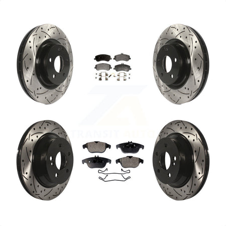 Front Rear Coated Drilled Slotted Disc Brake Rotors And Semi-Metallic Pads Kit For Mercedes-Benz GLK350 GLK250 KDF-100316 by Transit Auto