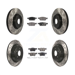 Front Rear Coated Drilled Slotted Disc Brake Rotors And Semi-Metallic Pads Kit For Ford Escape Lincoln MKC KDF-100320