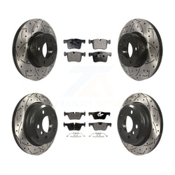 Front Rear Coated Drilled Slotted Disc Brake Rotors And Semi-Metallic Pads Kit For BMW 328i xDrive 320i 330i 428i 430i Gran Coupe 328d GT KDF-100340