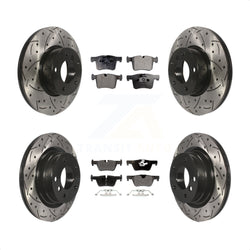 Front Rear Coated Drilled Slotted Disc Brake Rotors And Semi-Metallic Pads Kit For BMW 328i 320i 428i 228i 230i 328d xDrive KDF-100341