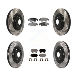 Front Rear Coated Drilled Slotted Disc Brake Rotors And Semi-Metallic Pads Kit For Audi Q5 S5 KDF-100347