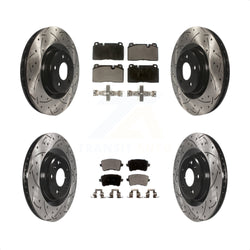 Front Rear Coated Drilled Slotted Disc Brake Rotors And Semi-Metallic Pads Kit For Audi Q5 KDF-100349