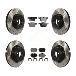Front Rear Coated Drilled Slotted Disc Brake Rotors And Semi-Metallic Pads Kit For 2012 BMW X3 From 10 11 KDF-100366
