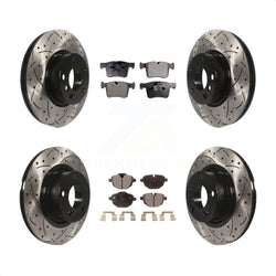 Front Rear Coated Drilled Slotted Disc Brake Rotors And Semi-Metallic Pads Kit For BMW X3 X4 KDF-100367