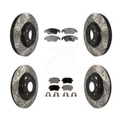 Front Rear Coated Drilled Slotted Disc Brake Rotors And Semi-Metallic Pads Kit For Audi A4 Q5 A5 Quattro allroad KDF-100369