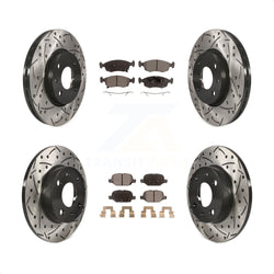 Front Rear Coated Drilled Slotted Disc Brake Rotors And Semi-Metallic Pads Kit For Fiat 500 KDF-100372