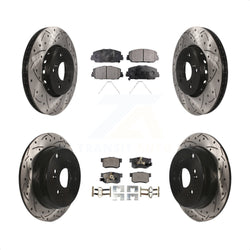 Front Rear Coated Drilled Slotted Disc Brake Rotors And Semi-Metallic Pads Kit For 2013-2018 Acura RDX KDF-100379