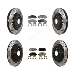 Front Rear Coated Drilled Slotted Disc Brake Rotors And Semi-Metallic Pads Kit For 2015-2020 Acura TLX KDF-100389