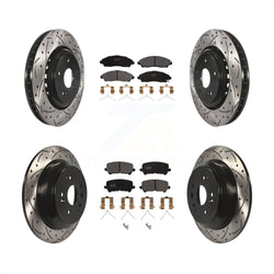 Front Rear Coated Drilled Slotted Disc Brake Rotors And Semi-Metallic Pads Kit For 2014-2016 Acura MDX KDF-100390