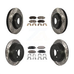 Front Rear Coated Drilled Slotted Disc Brake Rotors And Semi-Metallic Pads Kit For Nissan Altima KDF-100402