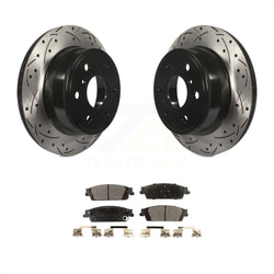 Rear Coated Drilled Slotted Disc Brake Rotors And Semi-Metallic Pads Kit For Chevrolet Silverado 1500 GMC Sierra Tahoe Suburban Yukon Cadillac XL Escalade ESV LD Limited KDF-100416