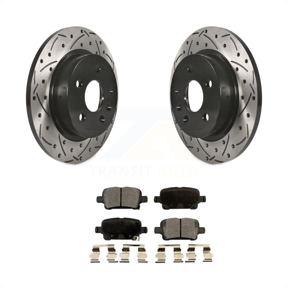 Rear Coated Drilled Slotted Disc Brake Rotors And Semi-Metallic Pads Kit For 2016 Chevrolet Cruze With 268mm Diameter Rotor KDF-100424 by Transit Auto