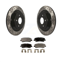 Rear Coated Drilled Slotted Disc Brake Rotors And Semi-Metallic Pads Kit For Ford Mustang KDF-100454