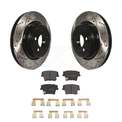Rear Coated Drilled Slotted Disc Brake Rotors And Semi-Metallic Pads Kit For Dodge Charger Magnum KDF-100459