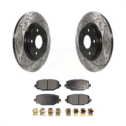 Rear Coated Drilled Slotted Disc Brake Rotors And Semi-Metallic Pads Kit For Dodge Grand Caravan Journey Chrysler Town & Country Ram C/V Volkswagen Routan KDF-100470