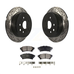 Rear Coated Drilled Slotted Disc Brake Rotors And Semi-Metallic Pads Kit For Lexus IS250 KDF-100487