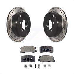 Rear Coated Drilled Slotted Disc Brake Rotors And Semi-Metallic Pads Kit For Mitsubishi Lancer Outlander KDF-100496