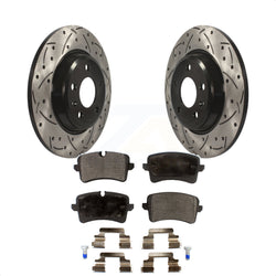 Rear Coated Drilled Slotted Disc Brake Rotors And Semi-Metallic Pads Kit For Audi A7 Quattro A6 KDF-100503