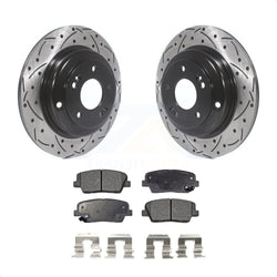 Rear Coated Drilled Slotted Disc Brake Rotors And Semi-Metallic Pads Kit For Hyundai Genesis Coupe KDF-100507
