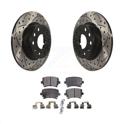 Rear Coated Drilled Slotted Disc Brake Rotors And Semi-Metallic Pads Kit For Volkswagen GTI KDF-100511